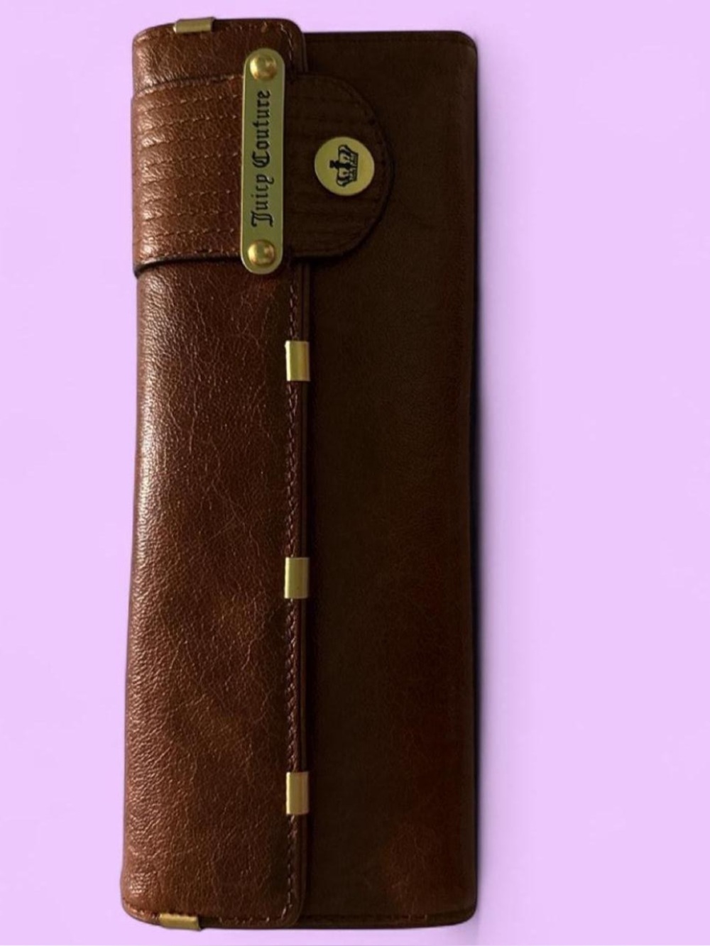 Vintage Juicy Couture Chocolate Brown Leather Wallet with Gold Accents